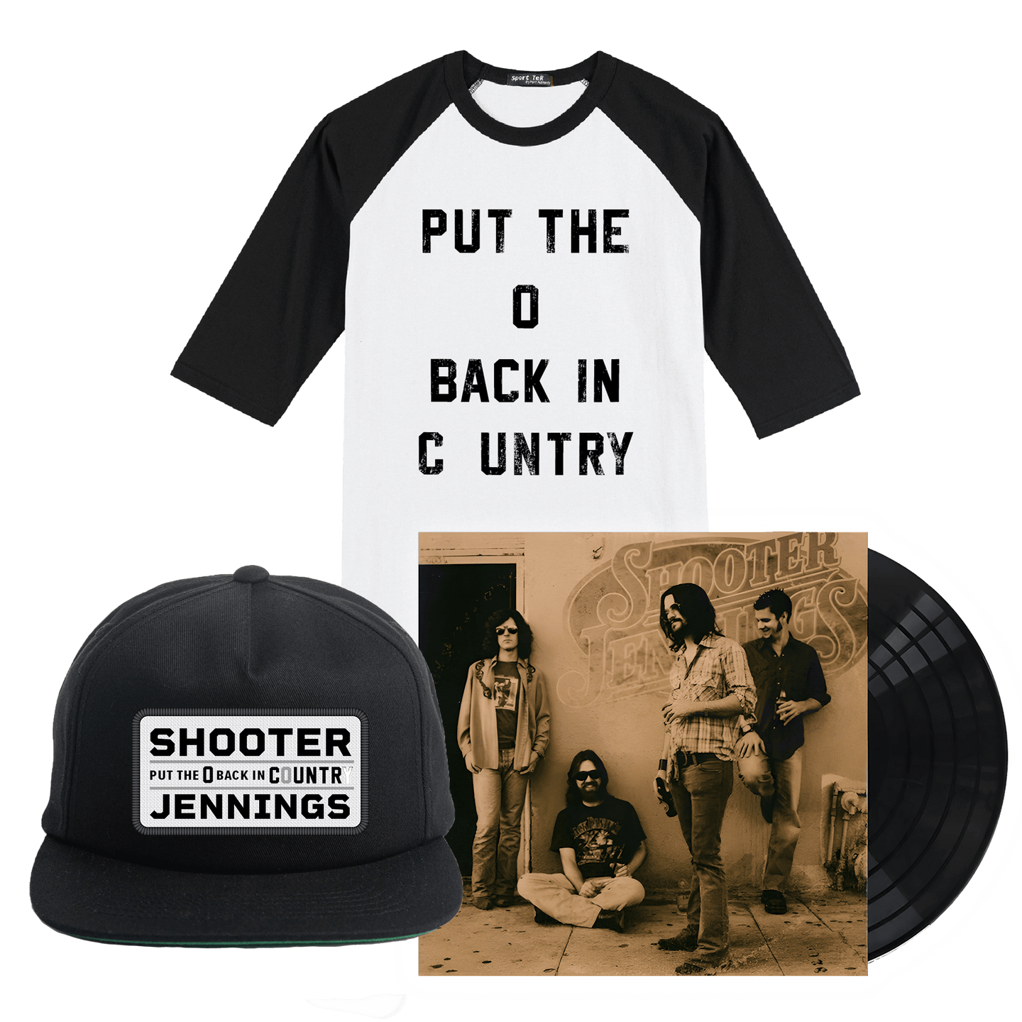 Shooter Jennings - Put The O Back in Country SIGNED LP + Baseball Tee + Patch Hat PRE-ORDER