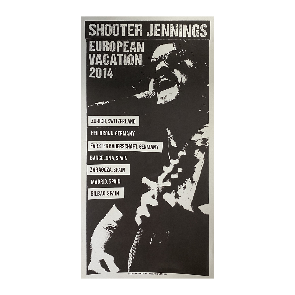 2014 European Vacation Tour Poster - Shooter Jennings & Black Country Rock